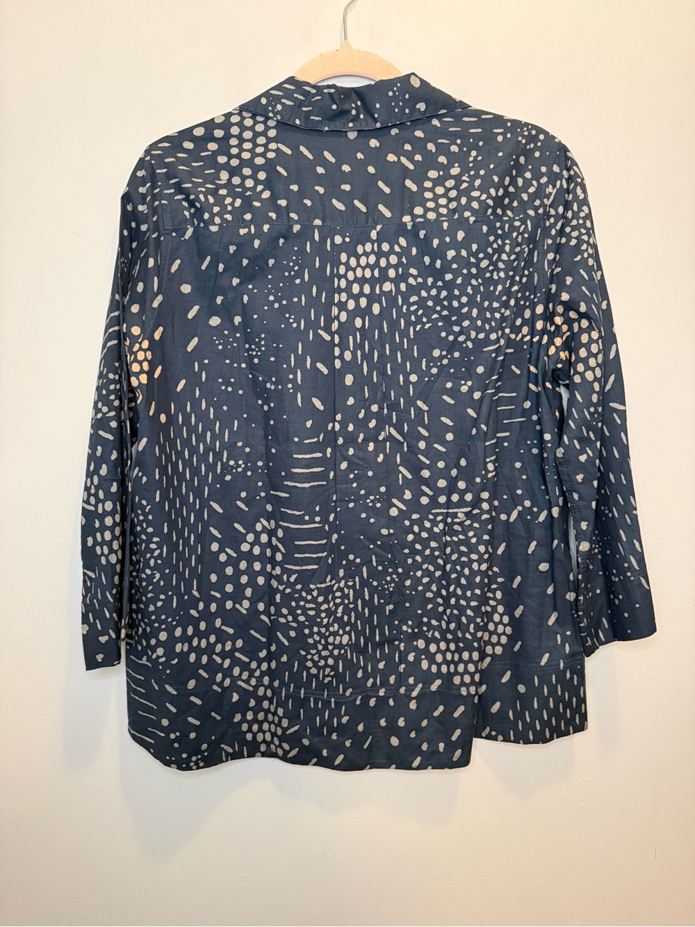 ANN MASHBURN Abstract Dotted 100% Cotton Tomboy Popover Blouse Large - Picture 2 of 8